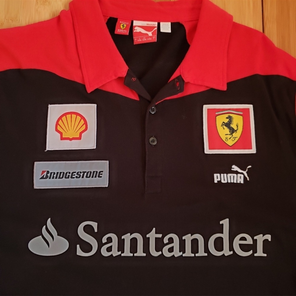Puma Scuderia Ferrari Men’s Size L Polo Shirt Worn By Ferrari F1 Team Member
